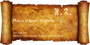Maczinger Kabos névjegykártya